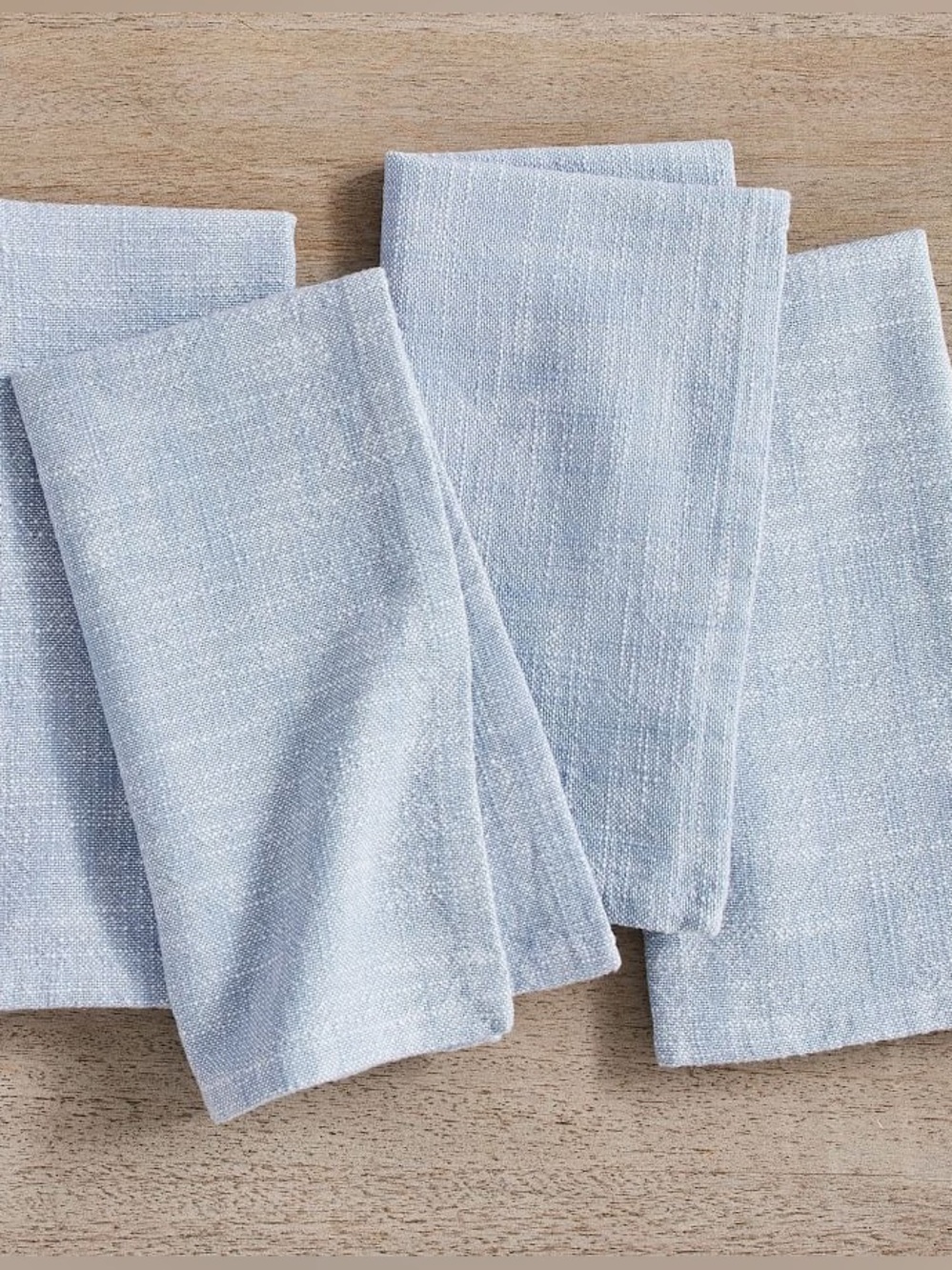 Pottery Barn Organic Cotton Casual Napkins - Chambray Set Of 4